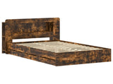 Bed Frame with Storage Smoked Oak 120 x 190 cm Engineered Wood 3434025