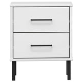 Bedside Cabinet with Metal Legs White Solid Wood Pine OSLO 350975