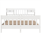 ZNTS Bed Frame without Mattress White 200x200 cm Solid Wood Pine 3323249