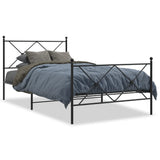 Metal Bed Frame without Mattress with Footboard Black 100x200cm 376515