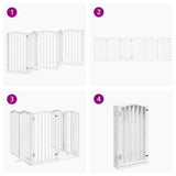 Dog Gate with Door Foldable 6 Panels White 300 cm Poplar Wood 352215