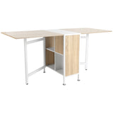 Foldable Drop Leaf Dining Table Folding Workstation for Small Space with Storage Shelves Cubes Oak & T3398P342453