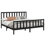Bed Frame without Mattress Black 200x200 cm Solid Wood Pine 3106727