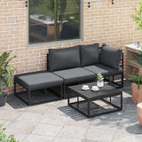 Garden Sofa Set with Cushion 3 pcs Black Aluminium 3378950