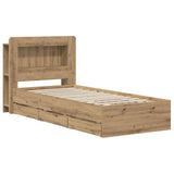 Bed Frame with Storage and Headboard Artisan Oak 90 x 200 cm 3445815