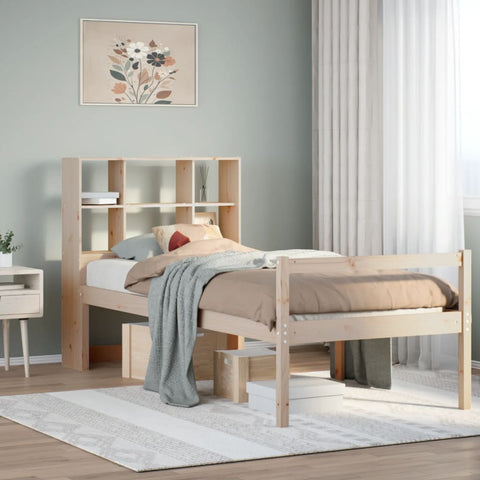 ZNTS Bookcase Bed without Mattress 75x190 cm Small Single Solid Wood Pine 3322000