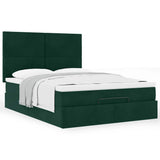 Ottoman Bed with Mattresses Dark Green 140x190cm Velvet 3313400