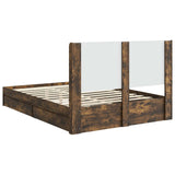 Bed Frame with Storage and Headboard Smoked Oak 135 x 190 cm 3414035