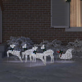 LED Reindeers 5 pcs Silver Fabric 3385888