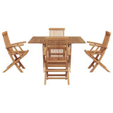 Garden Dining Set Folding Brown Soild Teak Wood 3385971