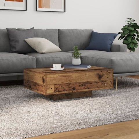 ZNTS Coffee Table with LED Lights Old Wood 85x55x31 cm 863009