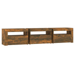 ZNTS TV Cabinet with LED Lights Smoked Oak 180x35x40 cm 3152759
