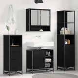 Bathroom Furniture Set 4 pcs Black Oak Engineered Wood 3402544