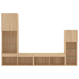 4 Piece TV Wall Units with LED Sonoma Oak Engineered Wood 3216649