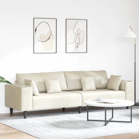 Velvet Sofa with Cushion Cream 208 cm Velvet 3335160