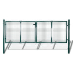 Fence Gate Steel 306x125 cm Green 42981