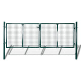 Fence Gate Steel 306x125 cm Green 42981