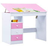 287447 Children Drawing Study Desk Tiltable Pink and White