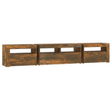 TV Cabinet with LED Lights Smoked Oak 210x35x40 cm 3152735