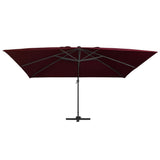 Cantilever Garden Parasol with LED Lights Bordeaux Red 400x300 cm 312318