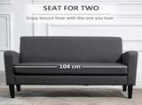 Linen Modern-Curved 2-Seat Sofa Loveseat w/ Thick Cushion Wood Legs Foot Pads Single Compact Home T3398P328180