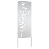 Garden Privacy Screen Floral Silver 50 x 140 cm Stainless steel 876326