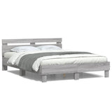 Bed Frame with LED without Mattress Grey Sonoma 150x200 cm King Size 3207544
