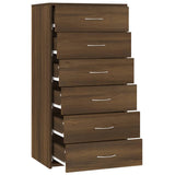 Sideboard with 6 Drawers Brown Oak 50x34x96 cm Engineered Wood 815365