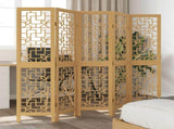 Room Divider 5 Panels Brown Solid Wood Paulownia 358869