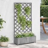 Planter with Trellis Grey 90x35x180 cm Solid Wood Fir 365480