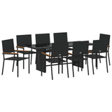 Garden Dining Set 9 pcs Black Poly Rattan 3365427