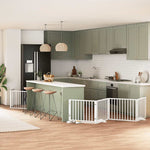 Dog Gate with Door Foldable 10 Panels White 800 cm Poplar Wood 3155563