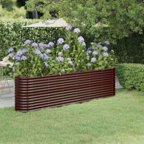 Garden Raised Bed Galvanised Steel 260x40x68 cm Brown 318905