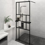 ZNTS Walk-in Shower Wall with Shelf Black 80x195 cm ESG Glass&Aluminium 3185448