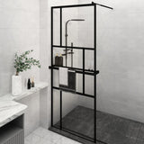 Walk-in Shower Wall with Shelf Black 80x195 cm 3185448