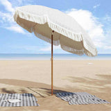 Beach Parasol Grey and White 205 x 205 x 210 cm 42006682
