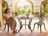 Outsunny Outdoor Bistro Set Vintage Rose Design Patio Furniture Set with Round Table and 2 Chairs T3398P555011