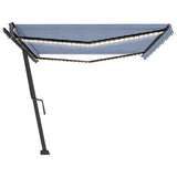 Manual Retractable Awning with LED 500x300 cm Blue and White 3069781