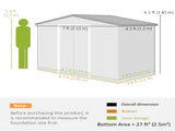 7 x 4ft Metal Garden Shed, Outdoor Storage Tool House with Ventilation Slots, Foundation Kit and T3398P377681