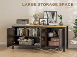 Sideboard, Buffet Cabinet with Doors and Adjustable Shelves for Living Room, Entryway, Black and T3398P551786