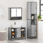 ZNTS 3 Piece Bathroom Furniture Set Grey Sonoma Engineered Wood 3301123
