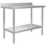 ZNTS Kitchen Work Table with Overshelf 120x60x120 cm Stainless Steel 3054469