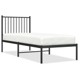 Metal Bed Frame without Mattress with Headboard Black 75x190cm 350854