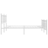 Metal Bed Frame without Mattress with Footboard White 150x200cm 376393