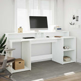 Desk with LED Lights White 200x55x91 cm Engineered Wood 3309438