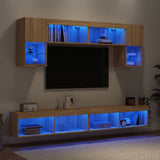 6 Piece TV Wall Units with LED Sonoma Oak Engineered Wood 3216706