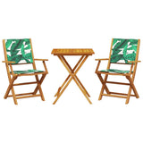 3 Piece Bistro Set Leaf Pattern Fabric and Solid Wood 3281812