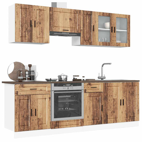 ZNTS 8 Piece Kitchen Cabinet Set Kalmar Old Wood Engineered Wood 3314849