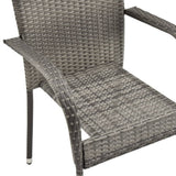 Dining Set Grey PE Rattan, Powder-Coated Steel, Glass Compact 3072477