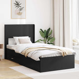 Bed Frame with Storage and Headboard Black 75 x 190 cm 3414524
